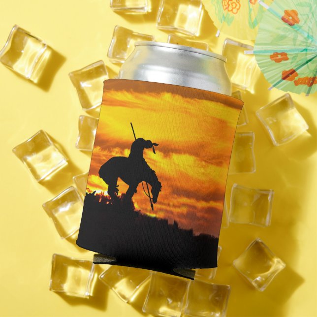 End of the Trail Silhouette With Sunset Can Cooler (In Situ Summer)