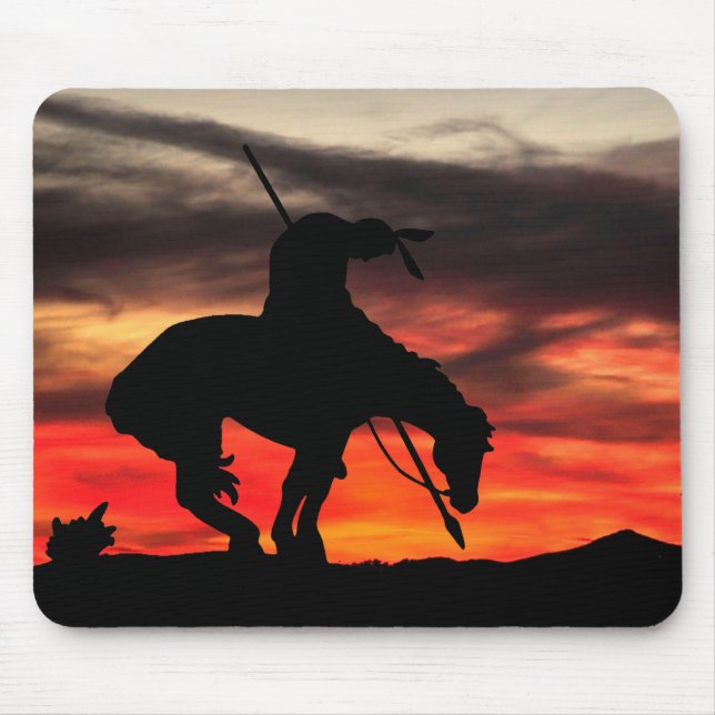 End of the Trail Silhouette With Sunset Mouse Pad (Front)