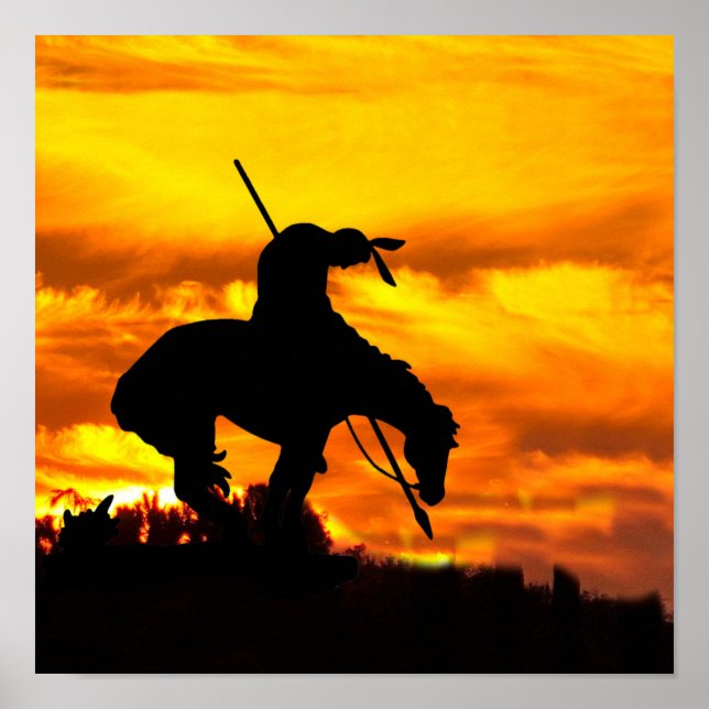 End of the Trail Silhouette With Sunset Poster (Front)