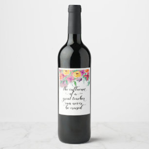 End of the year teacher gift Happy teacher's day Wine Label