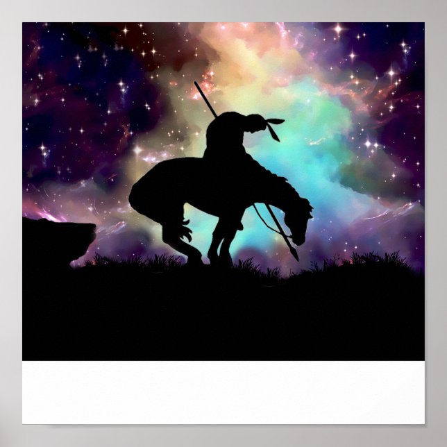 End of Trail With Northern Lights Poster (Front)