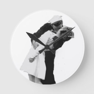 End Of War Kiss Round Clock