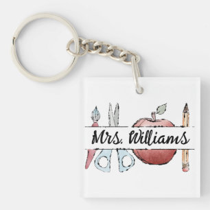 End of Year Teacher Appreciation apple Doodle Key Ring