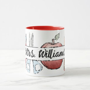 End of Year Teacher Appreciation apple Doodle Mug