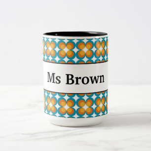 End of Year Teacher Gift Retro Flowers Name Two-Tone Coffee Mug
