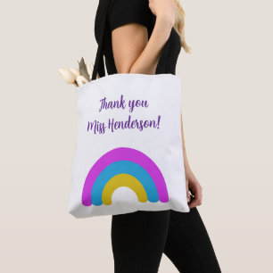 End of Year Teacher Gift Thank You Rainbow Name  Tote Bag