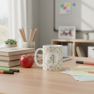 End of Year Teacher Gift Wildflower Monogram Mug