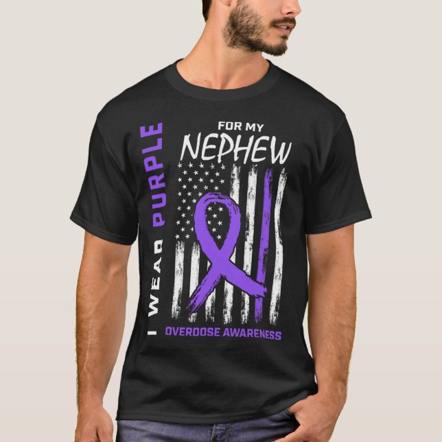 End Overdose Awareness Shirt Nephew August Purple  (Front)