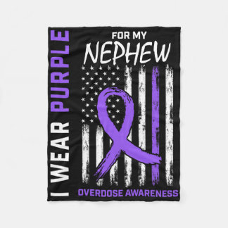 End Overdose Awareness Shirt Nephew August Purple  Fleece Blanket