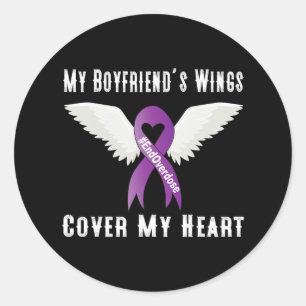 End Overdose My Boyfriend's Wings Cover My Heart Classic Round Sticker