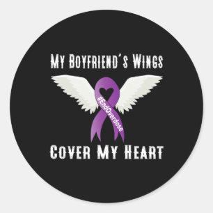 End Overdose My Boyfriend's Wings Cover My Heart  Classic Round Sticker