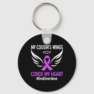 End Overdose My Cousin's Wings Cover My Heart Purp Key Ring