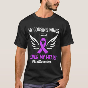 End Overdose My Cousin's Wings Cover My Heart Purp T-Shirt