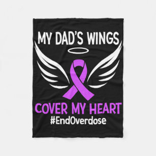 End Overdose My Dad's Wings Cover My Heart Purple Fleece Blanket