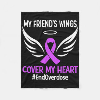End Overdose My Friend's Wings Cover My Heart Purp Fleece Blanket
