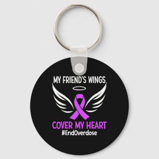End Overdose My Friend's Wings Cover My Heart Purp Key Ring