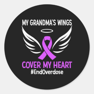 End Overdose My Grandma's Wings Cover My Heart Pur Classic Round Sticker