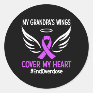 End Overdose My Grandpa's Wings Cover My Heart Pur Classic Round Sticker