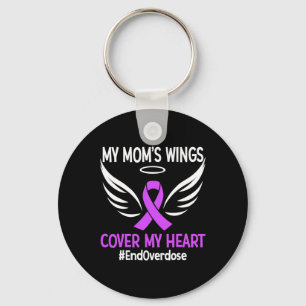 End Overdose My Mum's Wings Cover My Heart Purple Key Ring