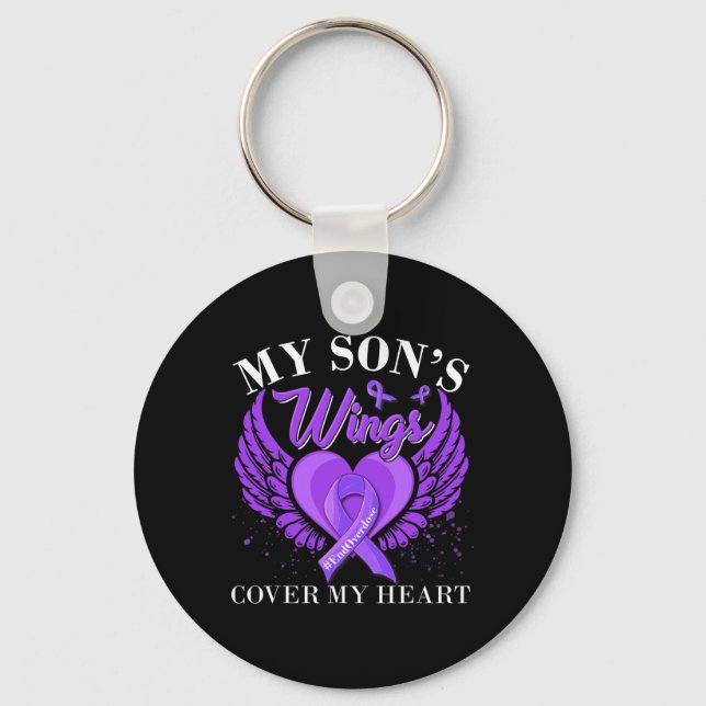 End Overdose My Son's Wings Cover My Heart  Key Ring (Front)