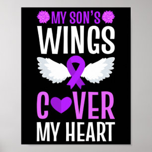 End Overdose My Son's Wings Cover My Heart Purple  Poster