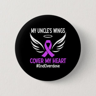 End Overdose My Uncle's Wings Cover My Heart Purpl 6 Cm Round Badge