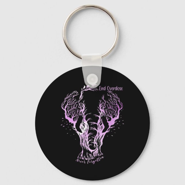 End Overdose Never Forget Line Art Sketch Ornate E Key Ring (Front)