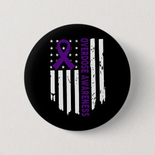 End Overdose Pruple Ribbon Opioid Overdose Awarene 6 Cm Round Badge