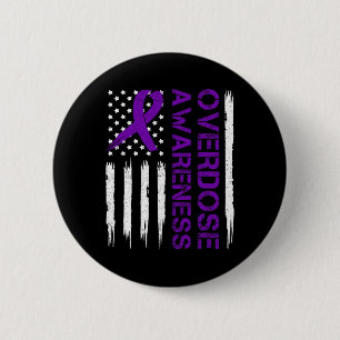End Overdose Pruple Ribbon Opioid Overdose Awarene 6 Cm Round Badge