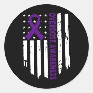 End Overdose Pruple Ribbon Opioid Overdose Awarene Classic Round Sticker