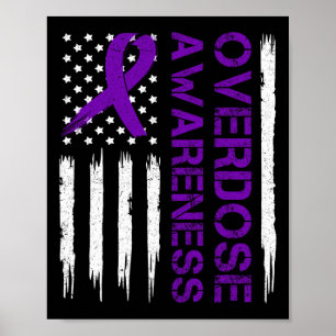 End Overdose Pruple Ribbon Opioid Overdose Awarene Poster