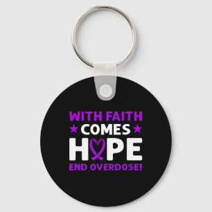 End Overdose! Purple Ribbon. Overdose Awareness  Key Ring