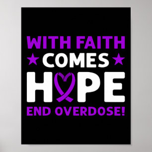 End Overdose! Purple Ribbon. Overdose Awareness  Poster