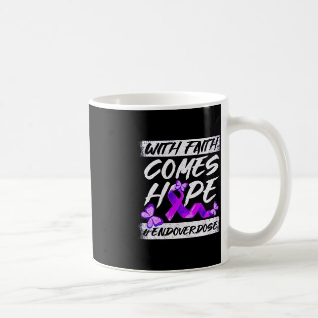 End Overdose With Faith Comes Hope Purple Ribbon  Coffee Mug (Right)