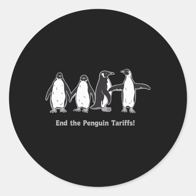 End Penguin Tariffs Cartoon Design Save The Pengui Classic Round Sticker (Front)