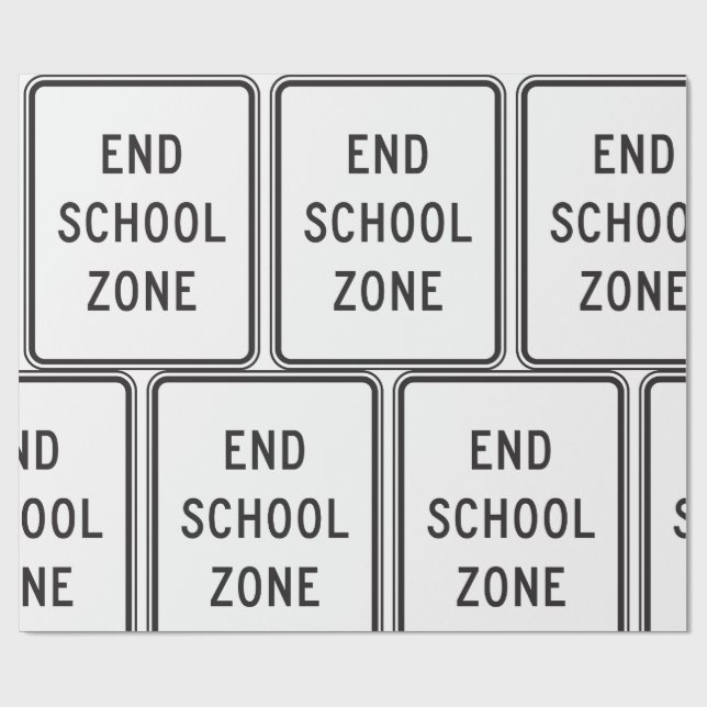 End School Zone Traffic Sign Wrapping Paper (Flat)