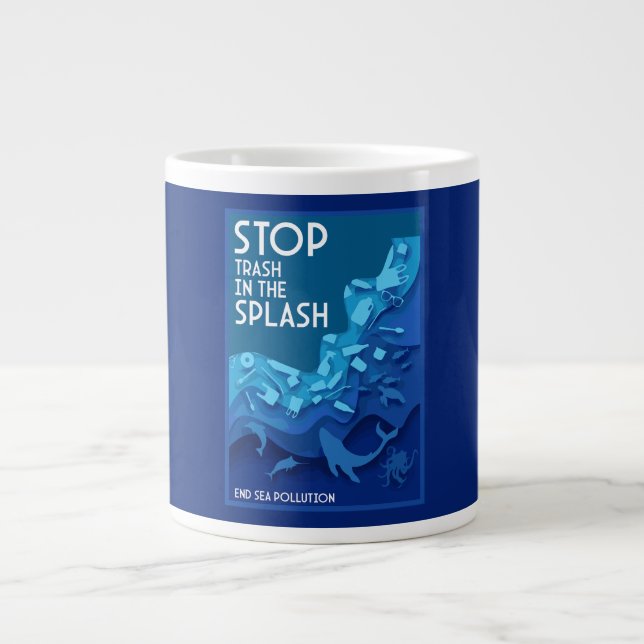 End Sea Pollution Large Coffee Mug (Front)