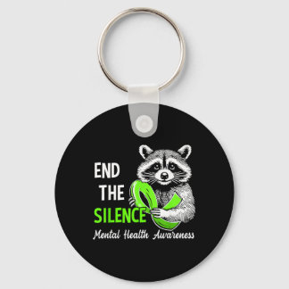 End The Silence Funny Racoon Mental Health Key Ring