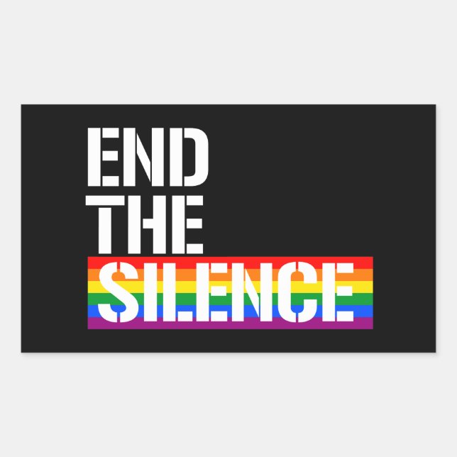 End the silence rectangular sticker (Front)