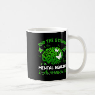 End The Stigma Brain Butterfly Mental Health Aware Coffee Mug