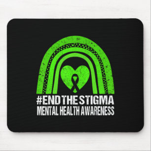 End The Stigma Mental Health Awareness Green Ribbo Mouse Pad