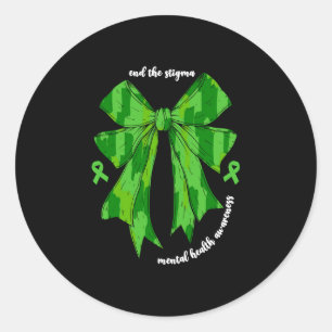 End the stigma mental health awareness month for classic round sticker
