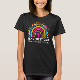 End The Stigma Mental Health Matters Rainbow Boho  T-Shirt