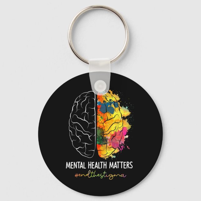 End The Stigma Mental Health Problems Mental Aware Key Ring (Front)