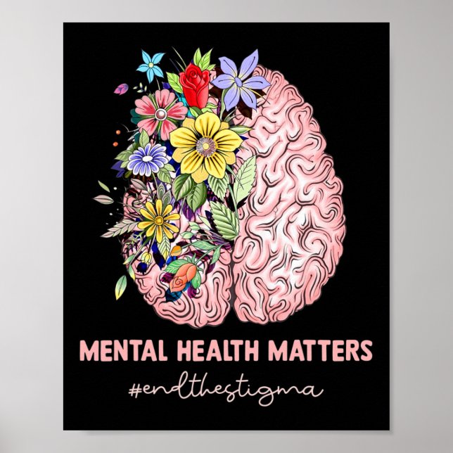 End The Stigma Mental Health Problems Mental Aware Poster (Front)