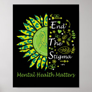 End The Stigma Mental Health Problems Ribbon Aware Poster