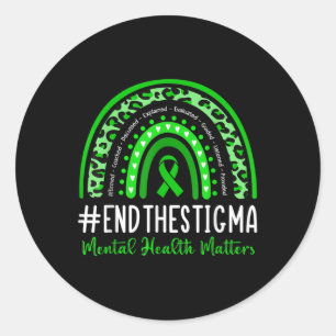 End The Stigma Mental Health S Awareness Boho Rain Classic Round Sticker