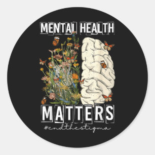 End The Stigma Mental Health S Awareness Brain Flo Classic Round Sticker