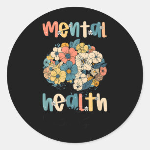 End The Stigma Mental Health S Awareness Brain Flo Classic Round Sticker