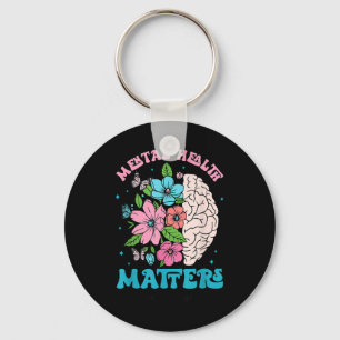 End The Stigma Mental Health S Awareness Brain Flo Key Ring